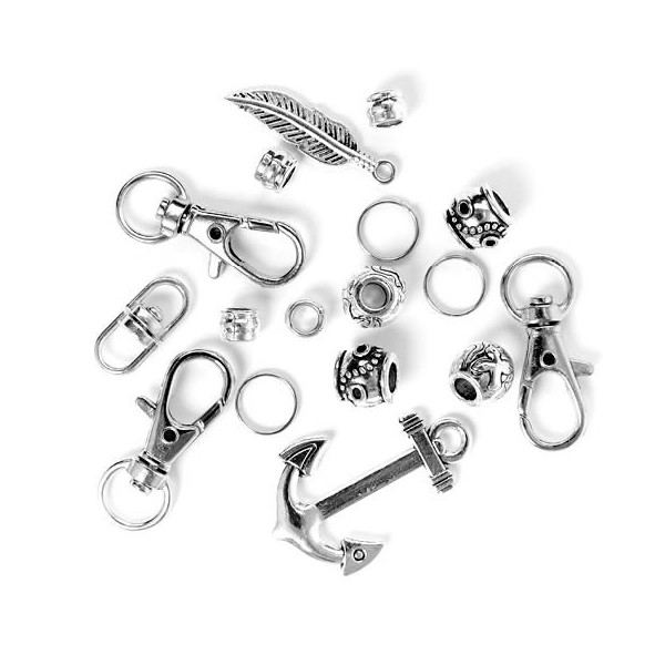 Paracord set silver, 17 pcs