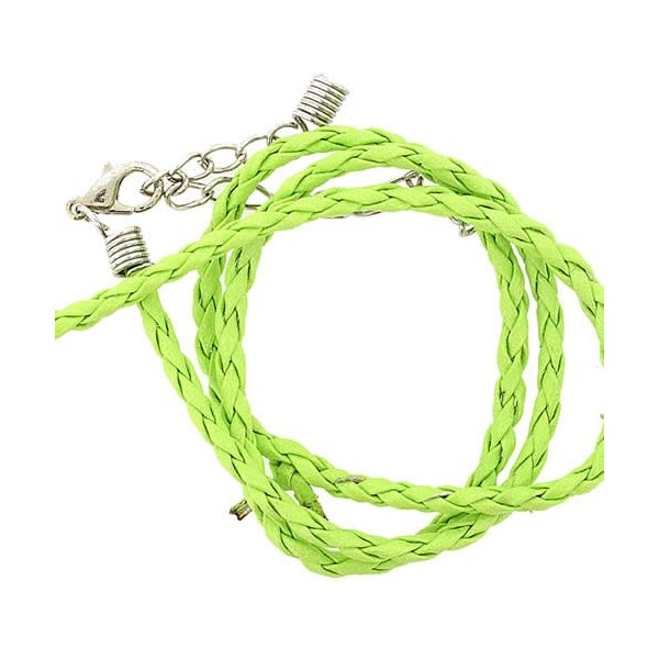 Collar de cuero artificial con cierre, verde, 45cm