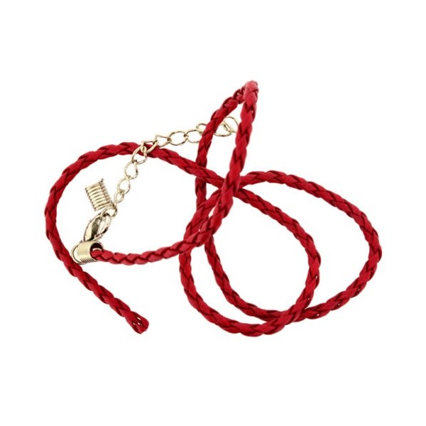 Collier en simili cuir avec fermoir, rouge 45cm