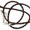 Artificial leather choker with clasp, brown 45cm