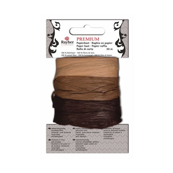 Raphia en papier, 30m, brun/beige