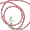 Collier en simili cuir avec fermoir, rose 45cm