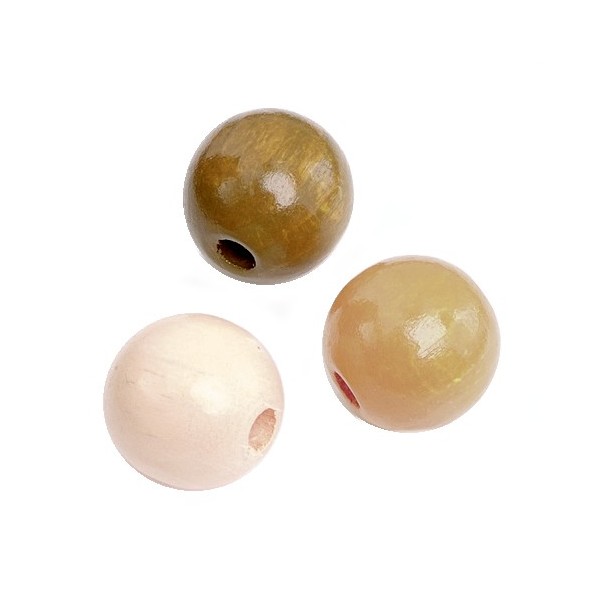 Wooden beads, brown mix, 12mm, 30 pcs
