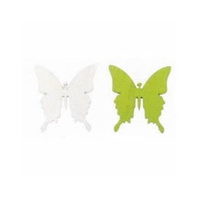 Papillons en bois, 3cm/8pcs, blanc/vert