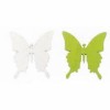 Mariposa de madera, 3cm/8pz , blanco/verde