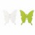 Mariposa de madera, 3cm/8pz , blanco/verde