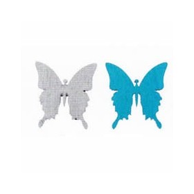 Papillons en bois, 3cm/8pcs, gris/bleu