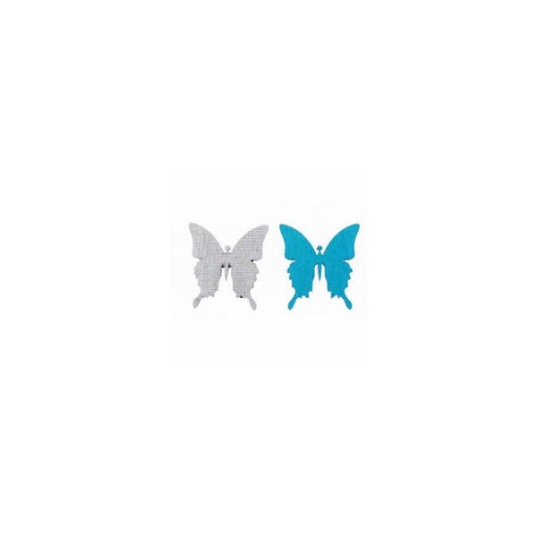 Wooden Butterflies, 3cm/8pcs, grey/blue