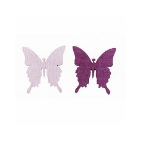 Papillons en bois, 3cm/8pcs, rose/bordeaux