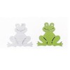 Grenouilles en bois, 3.8x3.4cm/8pcs blanc/vert