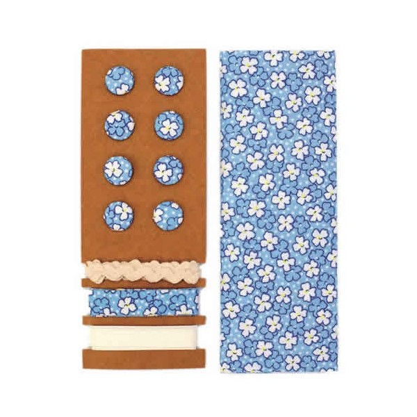 Textile set Lili Rose, blue with flowers