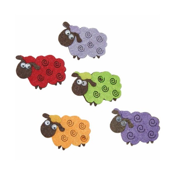 Felt sheep, 50mm, 6 pcs