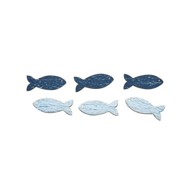 Poissons en bois, 3.5cm, 8 pcs