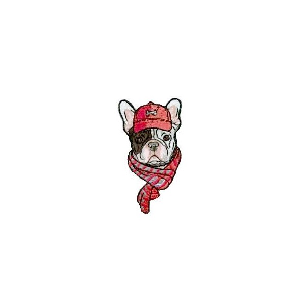 Iron-on motif Dog with red cap