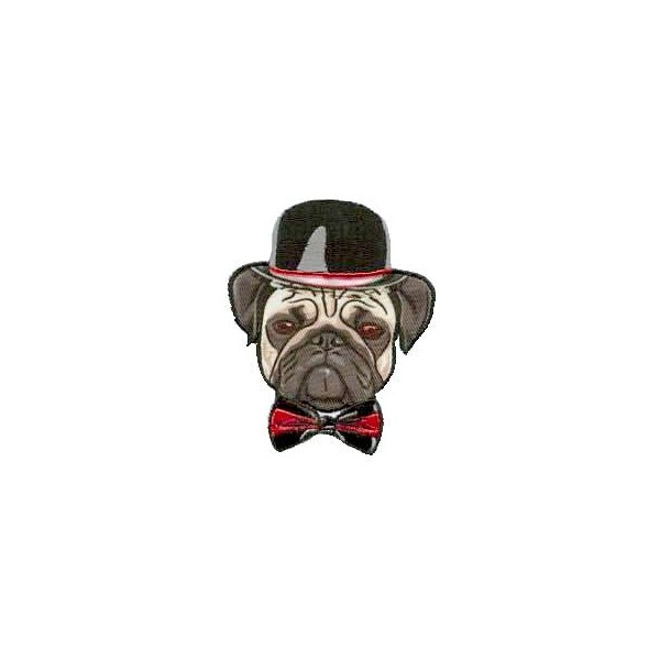 Motif à fixer au fer à repasser, Chien chapeau melon
