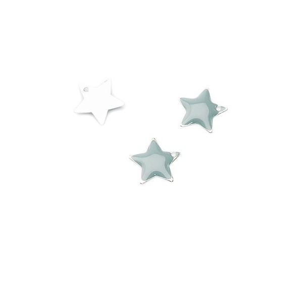 Pendentif en métal étoile émaillée gris, 5 pcs