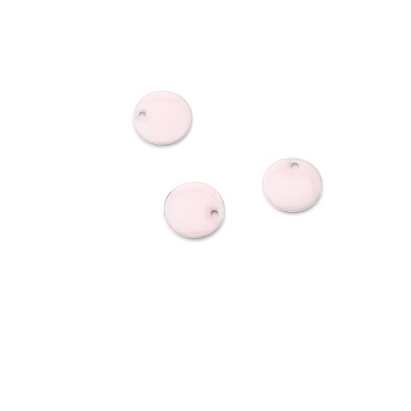 Emaille-Anhänger Scheibe, rosa, 5 Stk