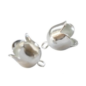 Calotte tulipe 9.5mm couleur argent, 6pcs