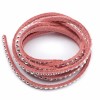 Cordón de ante rosa, remaches plata, 3mm/1m