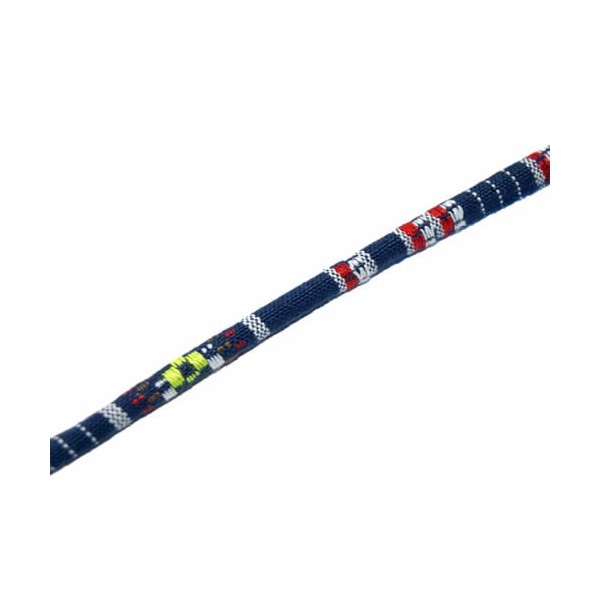 Cordon coton style ethnique Ø6mm/1m, bleu/blanc