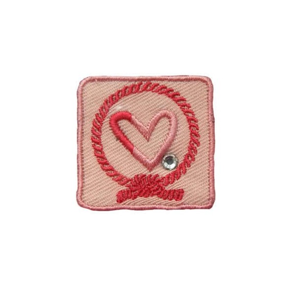 Motivo à planchar corazon rosa, 3.5x3.5cm