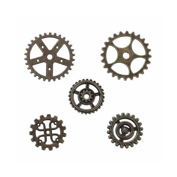 Steampunk gears, 17-25mm, 10 pcs