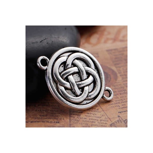 Connector Celtic Knot, silver color, 4 pcs