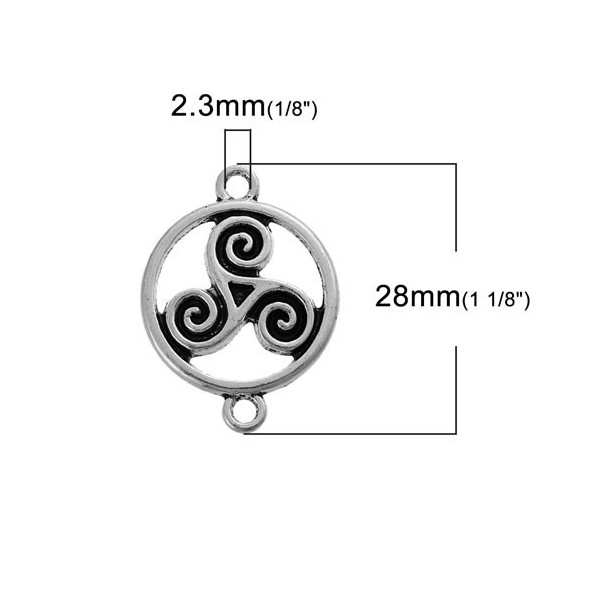 Connector Triskell, silver color, 4 pcs