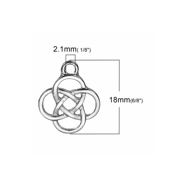 Pendentif noeud celtique, 18x15mm, 4 pcs