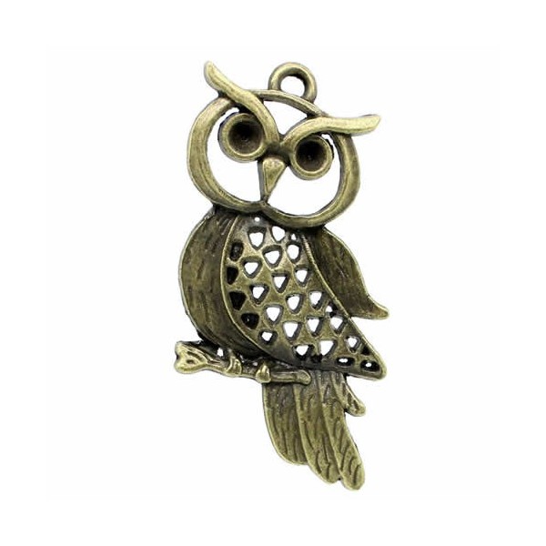 Hanging Big Owl bronze 52x27mm, 1 pce