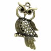 Pendentif en métal grand hibou bronze, 52x27mm, 1 pce