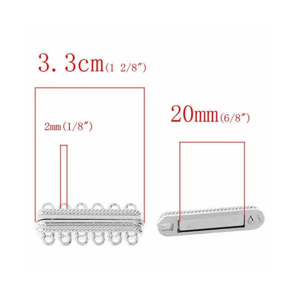 Magnetverschluss mit 6 Oesen, 33x14mm, 1 Stk