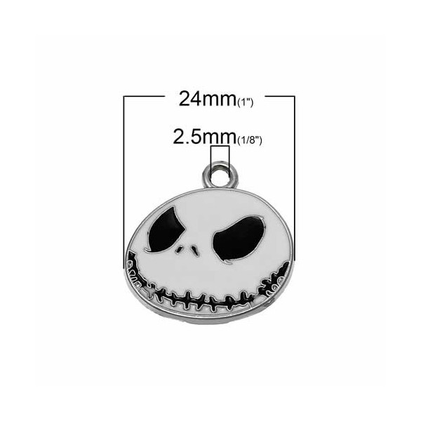 Enamel pendant Halloween, 25x24mm, 4 pcs