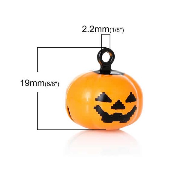 Metallglöckchen Halloween Kürbis 19mm, 5 Stk