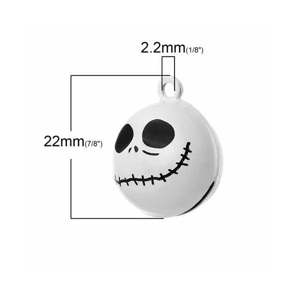 Cascabeles Halloween cabezas, 22x18mm, 5 pzas