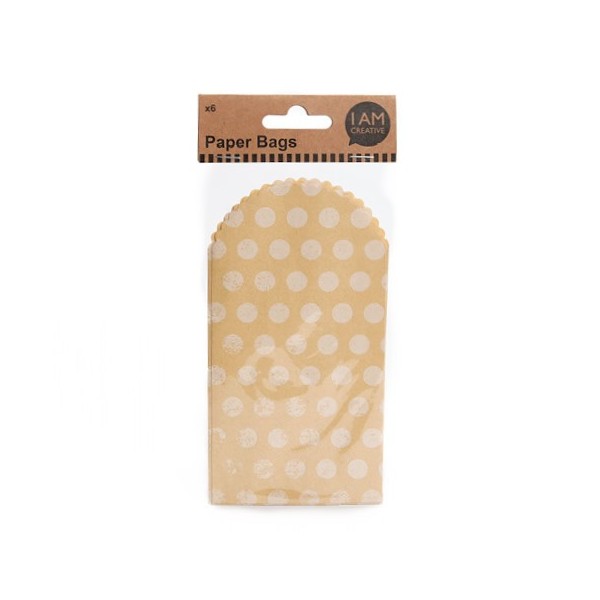 Paper sachets food grade, kraft with dots, 6 pcs