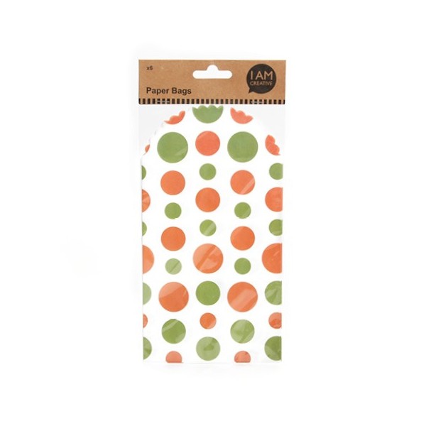 Bolsitas de papel de calidad alimentaria, naranja / verde, 6 pz