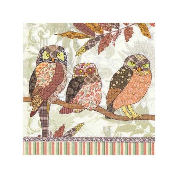 Napkin Owl brown, 1 piece