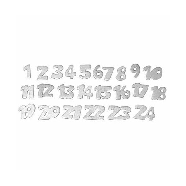 Cardboard numbers silver from 1 to 24, 2cm