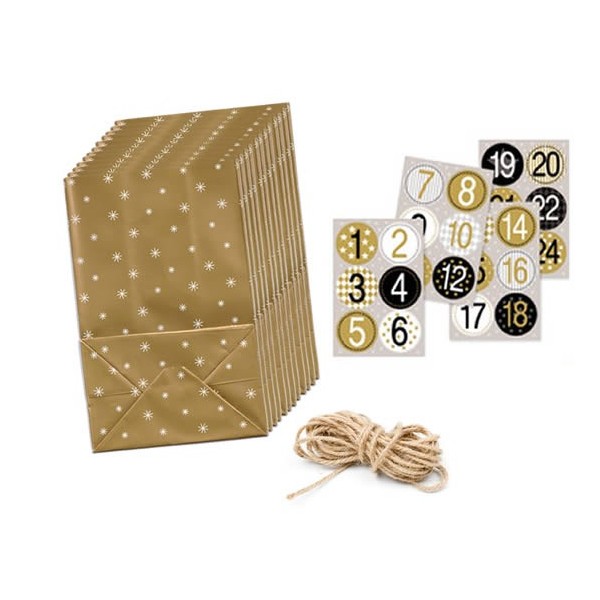 Calender advent set, gold, 29 pcs