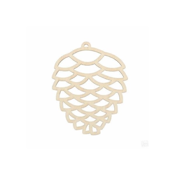 Wooden pine cone 8cm, 3 pcs