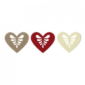 Ornamentos de fietro corazones, 3 pz