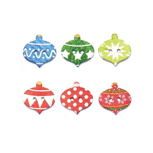 Boutons Noël, boules, 8 pcs