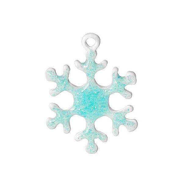 Enamel hanging snowflake 27x20mm, 5 pcs