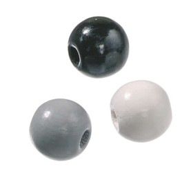 Wooden beads, black/white mix, 12mm, 30 pcs