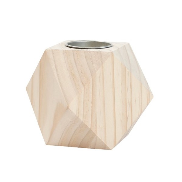 Bougeoir en bois Geometric, 9cm