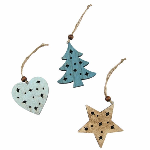 Wooden star / tree / heart, 6.5cm