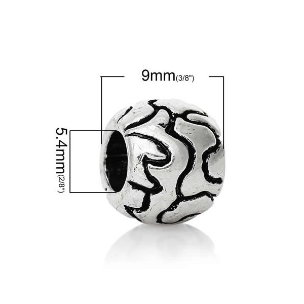 Round beads large hole, 11mm, 5 pces