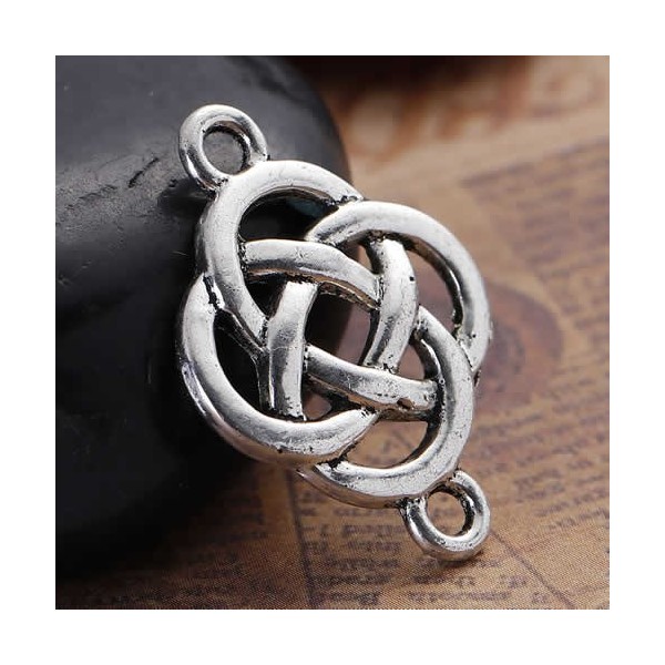 Connector Celtic Knot, silver color, 4 pcs