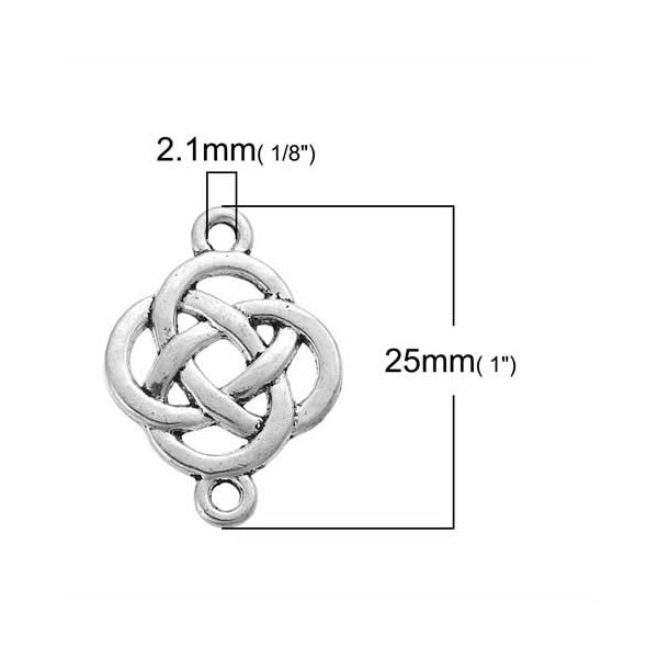 Connecteur noeud celtique, couleur argent, 4 pcs